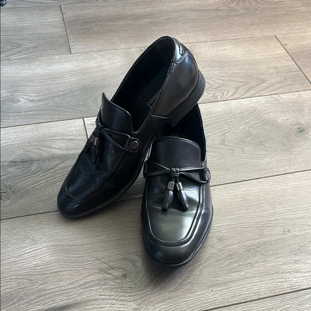 ASOS Black Leather Slip-On Loafers with Decorative Detail